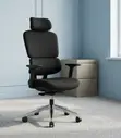 Black Fabric Ergonomic Chair with Back Support - 2