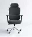 Black Fabric Ergonomic Chair with Back Support - 3