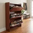 Home Palace Brown Wooden Flip Shoe Rack (24 Pairs) - 2