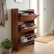 Home Palace Brown Wooden Flip Shoe Rack (24 Pairs) - 4