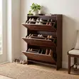 Home Palace Brown Wooden Flip Shoe Rack (24 Pairs) - 5