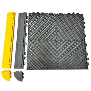 Garage Floor Tiles - Black, Yellow, Blue