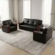 Seti ya Sofa ya Ngozi ya Viti 5 - Nyeusi - 1
