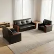 Seti ya Sofa ya Ngozi ya Viti 5 - Nyeusi - 2