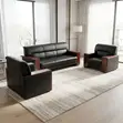 Seti ya Sofa ya Ngozi ya Viti 5 - Nyeusi - 3