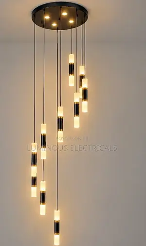 Modern 10-Light LED Spiral Staircase Chandelier