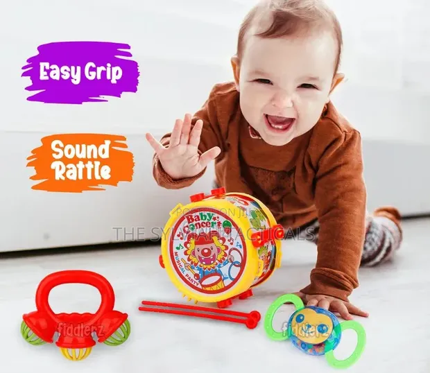 Baby Rattle & Musical Drum Toy Set - 1