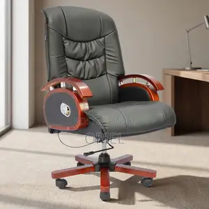Kiti cha Ofisi cha Mtendaji cha Kukunja chenye Upholstery ya Ngozi Nyeusi