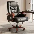 Kiti cha Ofisi cha Mtendaji cha Kukunja chenye Upholstery ya Ngozi Nyeusi - 2