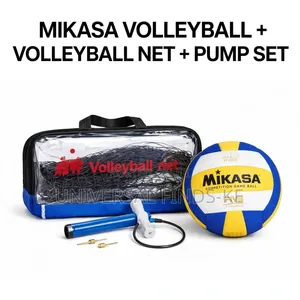 Volleyball Net with Mikasa Volleyball and Air Pump