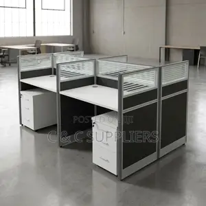 4-Seater Gray Workstation Desk