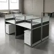 4-Seater Gray Workstation Desk - 1