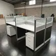 4-Seater Gray Workstation Desk - 4