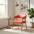 Home Palace Round Back Leather Accent Chair - 4