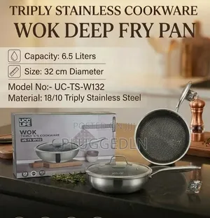 Redberry 32cm Triply Stainless Steel Wok Deep Fry Pan