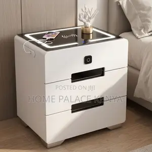 Stylish Bedside Table with Drawers - White Glossy