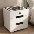 Stylish Bedside Table with Drawers - White Glossy - 1