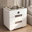 Stylish Bedside Table with Drawers - White Glossy - 2