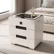 Stylish Bedside Table with Drawers - White Glossy - 3