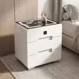 Stylish Bedside Table with Drawers - White Glossy - 4