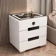 Stylish Bedside Table with Drawers - White Glossy - 5