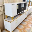 Luxury White & Black TV Stand with Gold Accents - 1