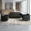 5-Seater Black Leather Padded Reception Sofa - 2