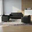 5-Seater Black Leather Padded Reception Sofa - 3