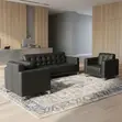 5-Seater Black Leather Padded Reception Sofa - 4