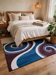 New 3D Carpet 7x10 ft - Blue White Swirl - 1