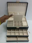 3-Layer Leather Jewelry Storage Box - Black - 1