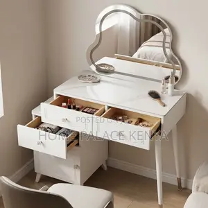 Vanity Set Nyeupe ya Vipodozi yenye Kioo na LED