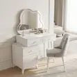 Vanity Set Nyeupe ya Vipodozi yenye Kioo na LED - 3