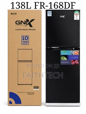 GNIX 138L FR-168DF 2-Door Fridge-Freezer - Black