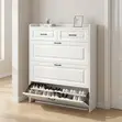 Elegant Shoe Rack with Flip Drawers - White - 2