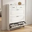 Elegant Shoe Rack with Flip Drawers - White - 5