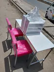 Manicure Set: Nail Table with Shelf and Chairs - 1