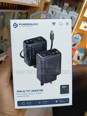 Powerology 70W USB-C Adapter with Display - Black