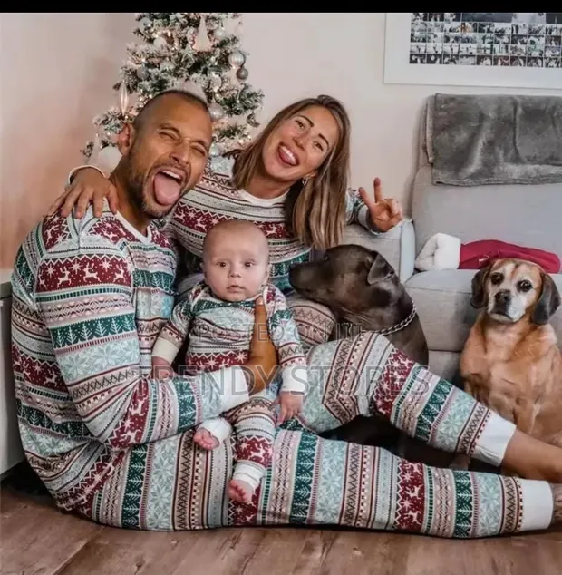 Poly Cotton Family Matching Christmas Pajamas - 1