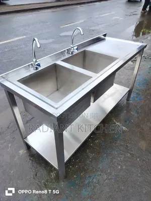 Sink ya Chuma cha Kutolea Bilauri Mbili ya Kibiashara