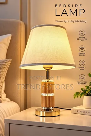 Modern Crystal Table Lamp with Fabric Shade