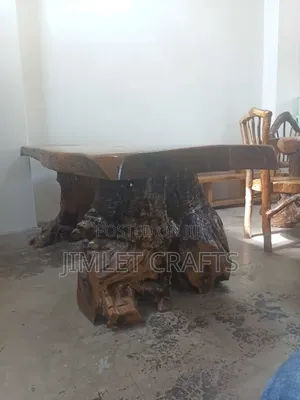 Meza ya Kula ya Mbao Imara ya Live Edge Rustic