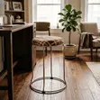 Home Chair Kiti cha Mviringo chenye Mto na Miguu ya Chuma - 3