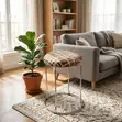 Home Chair Kiti cha Mviringo chenye Mto na Miguu ya Chuma - 5