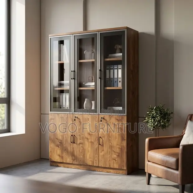3-Door Wooden Office Cabinet - 1