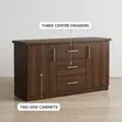 Brown Credenza Cabinet With 3-Drawers. - 1