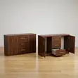 Brown Credenza Cabinet With 3-Drawers. - 2