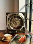 Luxembourg Line 13-Inch Round Desk Clock with Moving Gears - 3