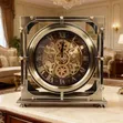 Luxembourg Line 13-Inch Round Desk Clock with Moving Gears - 4