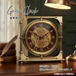 Luxembourg Line 13-Inch Round Desk Clock with Moving Gears - 5